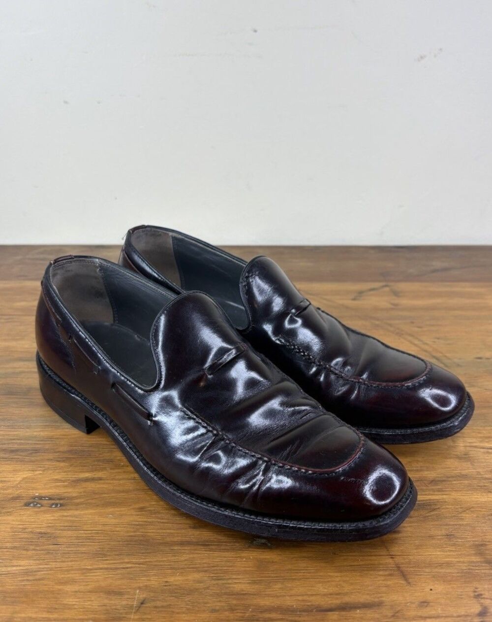 Vintage Nettleton Men Penny Loafers 9.5 C Oxblood Burgundy Leather Made in USA